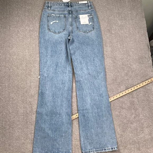 Flying Monkey Jeans Women 27 Blue 90s Vintage Flare Distressed F5312 Cotton - Picture 11 of 12